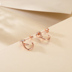 S925 Rose Gold Earrings - Trendy Silver Studs