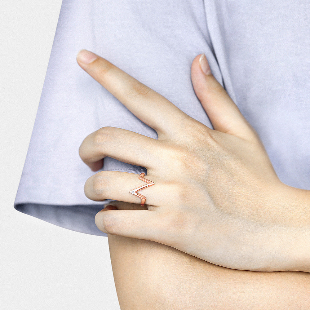 925 Silver ECG Geometric Ring