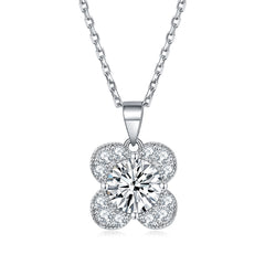 925 Silver Zircon Ring Clover Necklace Flower Earrings