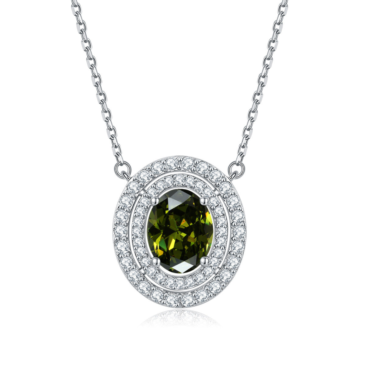 S925 Silver Oval Zircon Necklace
