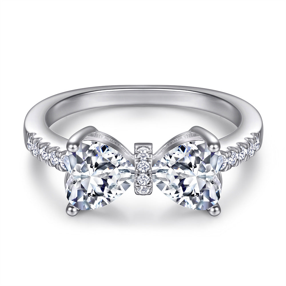 925 Silver Bow Heart Ring