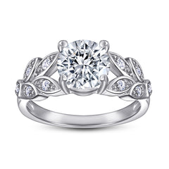 Vintage Leaf Design Zircon Ring