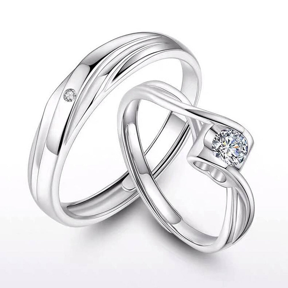S925 Couple Rings Set - Adjustable Angel Kiss