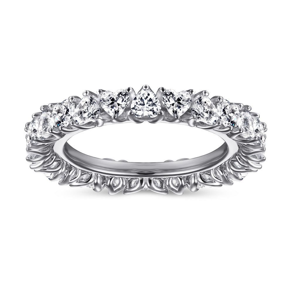 925 Silver Full Circle Heart CZ Ring