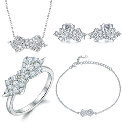 925 Silver Bow Ring Earrings Necklace Bracelet