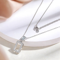 S925 Silver Square Zircon Pendant Necklace