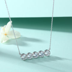 S925 Silver Round Channel-Set Zircon Necklace