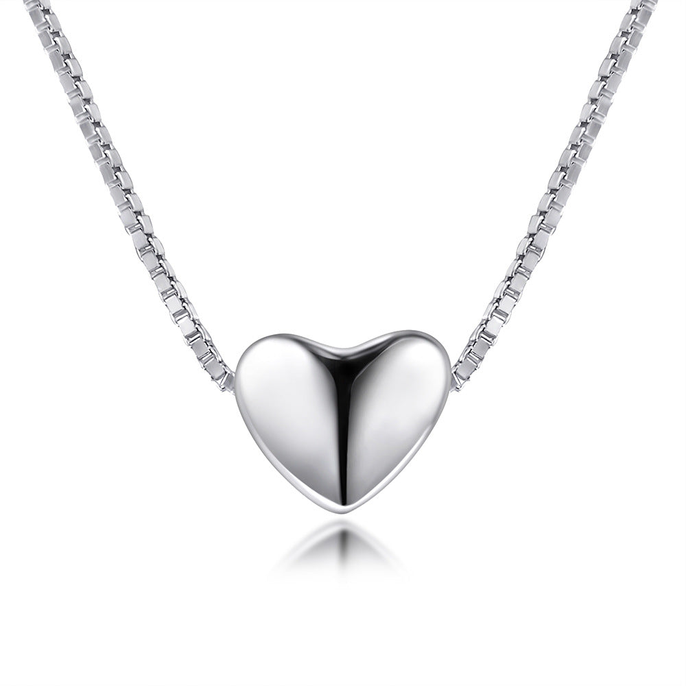 S925 Silver Heart Box Chain Necklace