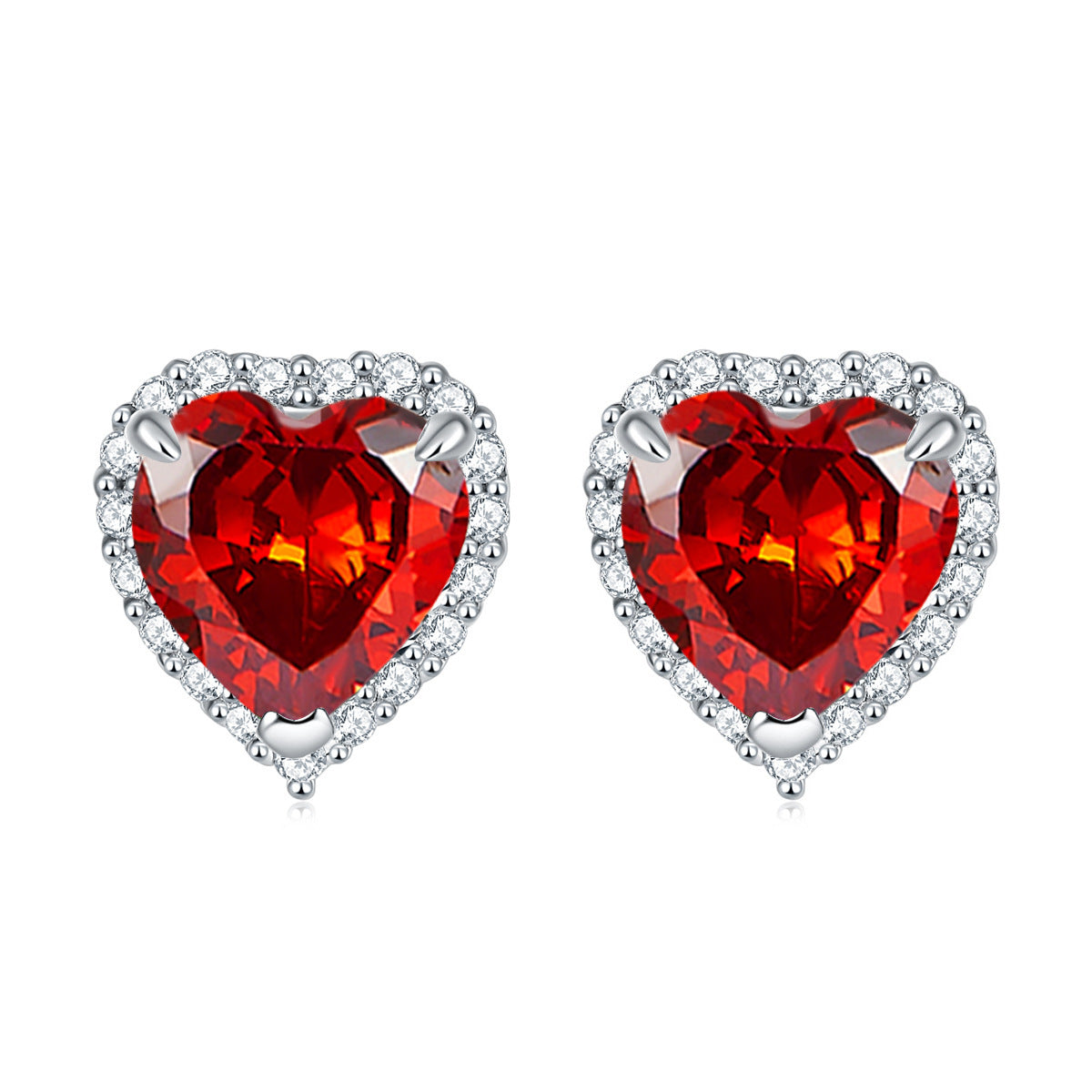 Gemstone Heart S925 Silver Stud Earrings