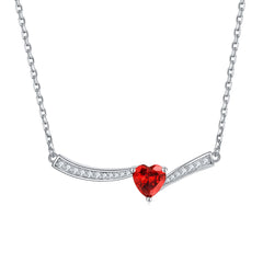 S925 Silver Aquamarine Heart Necklace