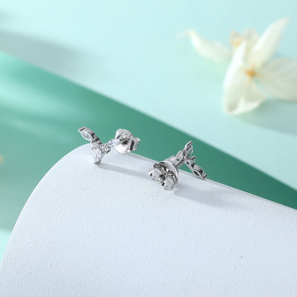 925 Silver Crystal Flower Earrings