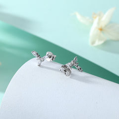 925 Silver Crystal Flower Earrings