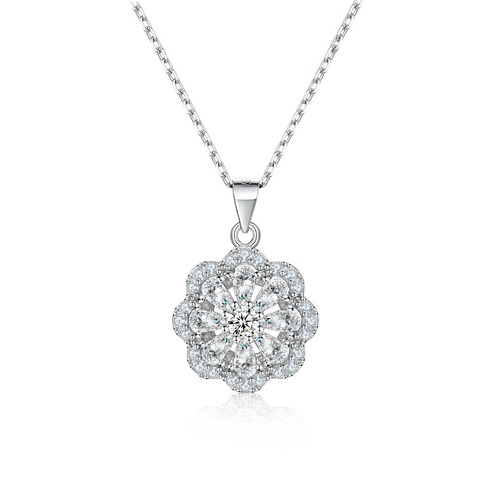 925 Silver Flower Ring Earrings Necklace Jewelry