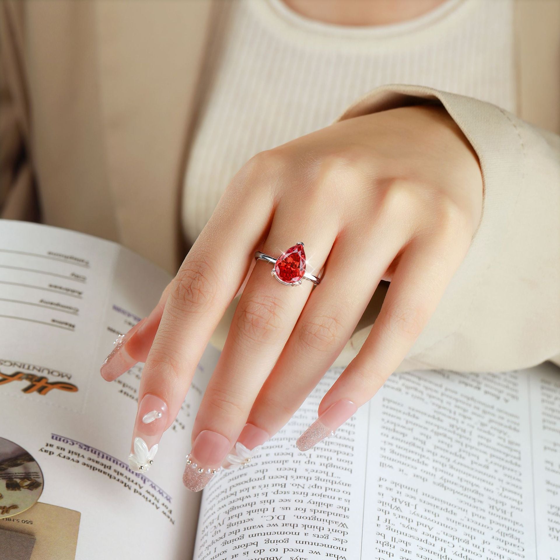925 Silver 4ct Teardrop Ice Halo Ring