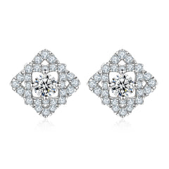 925 Silver Clover Ring Square Earrings Diamond Necklace