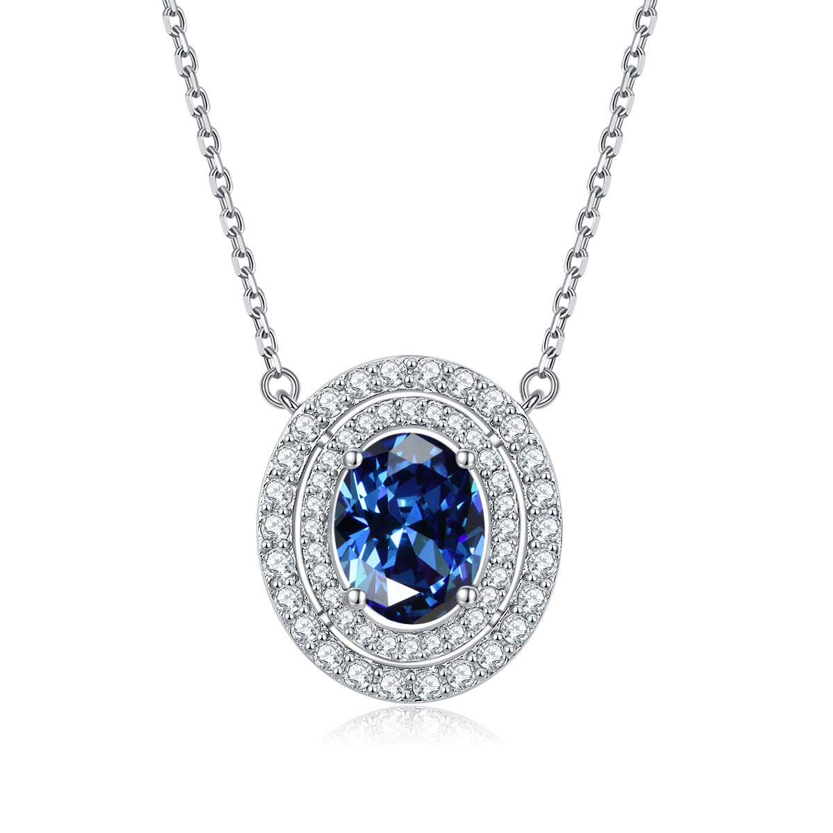 S925 Silver Oval Zircon Necklace