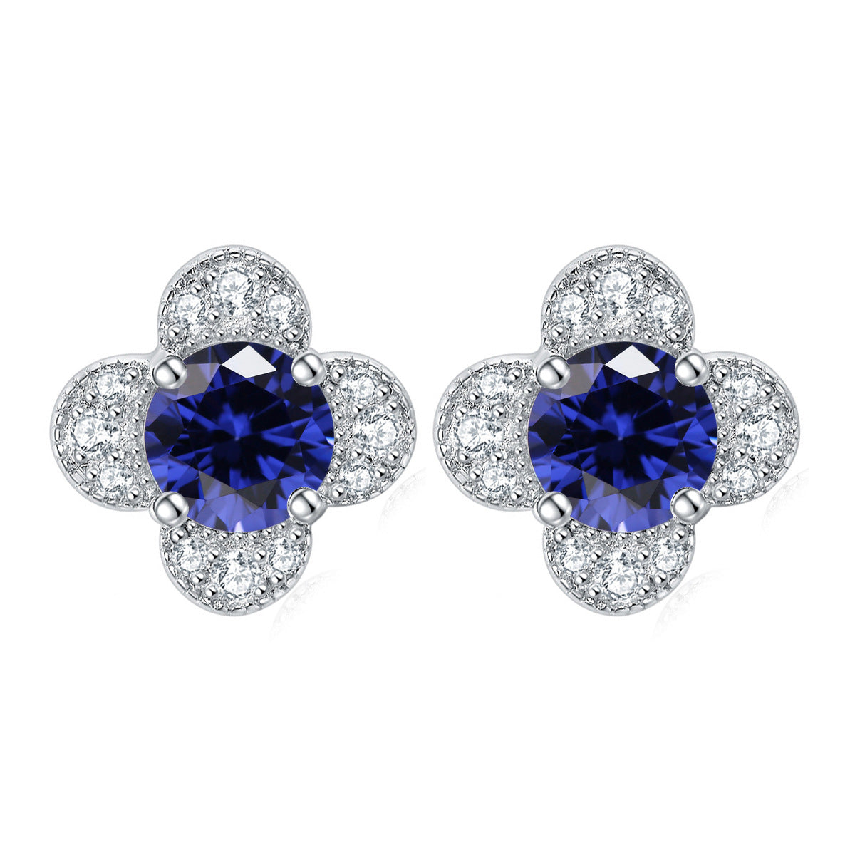 925 Silver Clover Floral Earrings