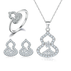 925 Silver Ring Earrings Gourd Necklace Jewelry