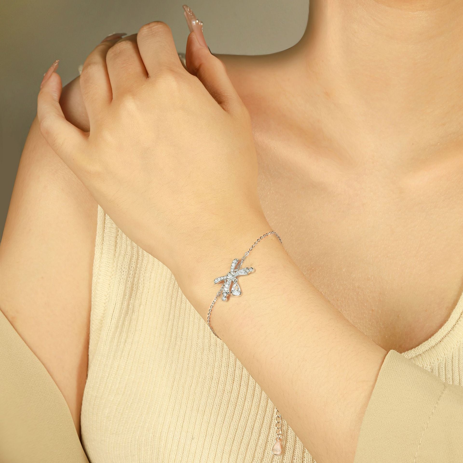 925 Silver Bow Earrings Ring Necklace Bracelet