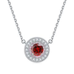 S925 Silver Color Gemstone Circle Necklace