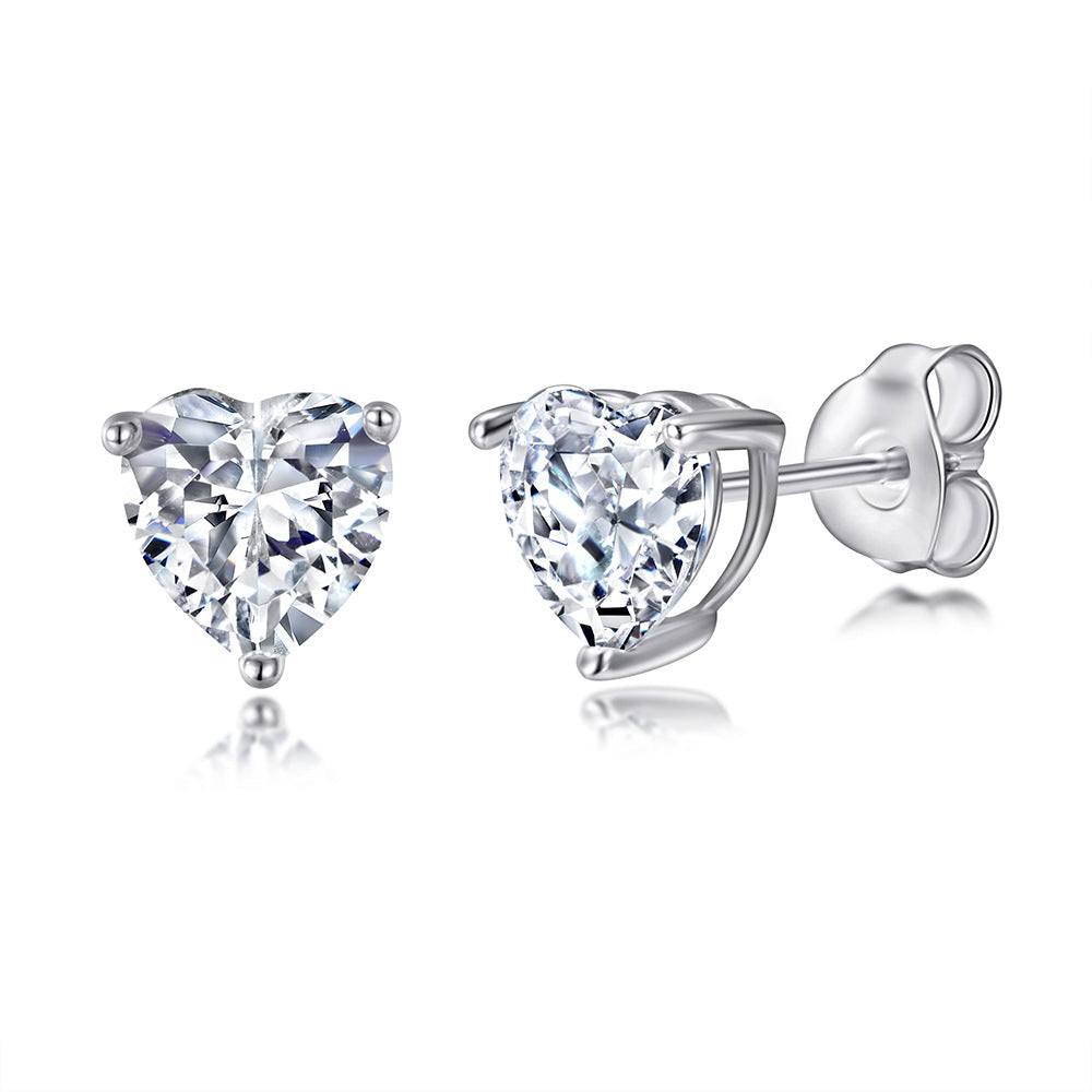 S925 Zodiac Heart Earrings - Birthstone CZ Studs