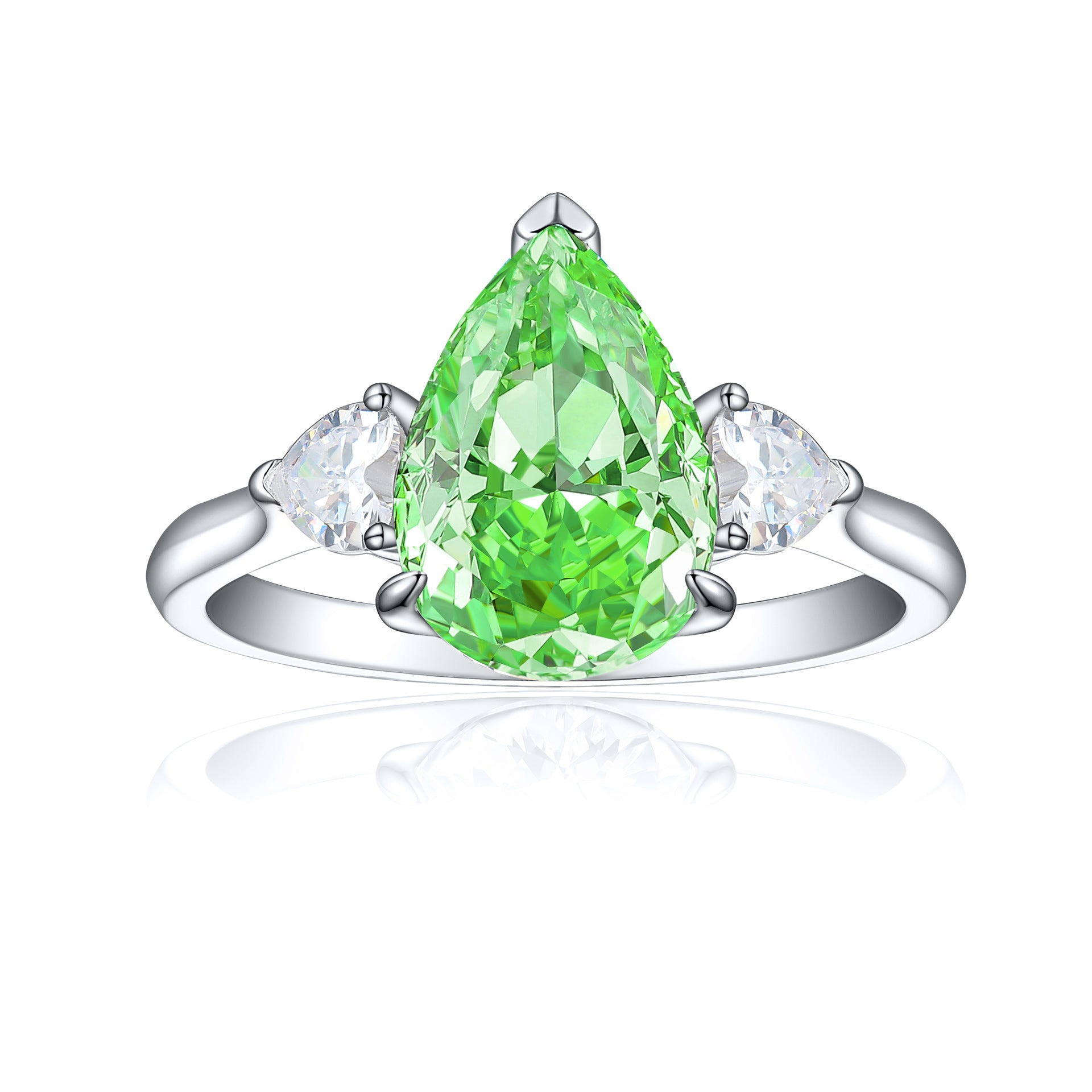 925 Silver 4ct Teardrop Flame Ice Ring