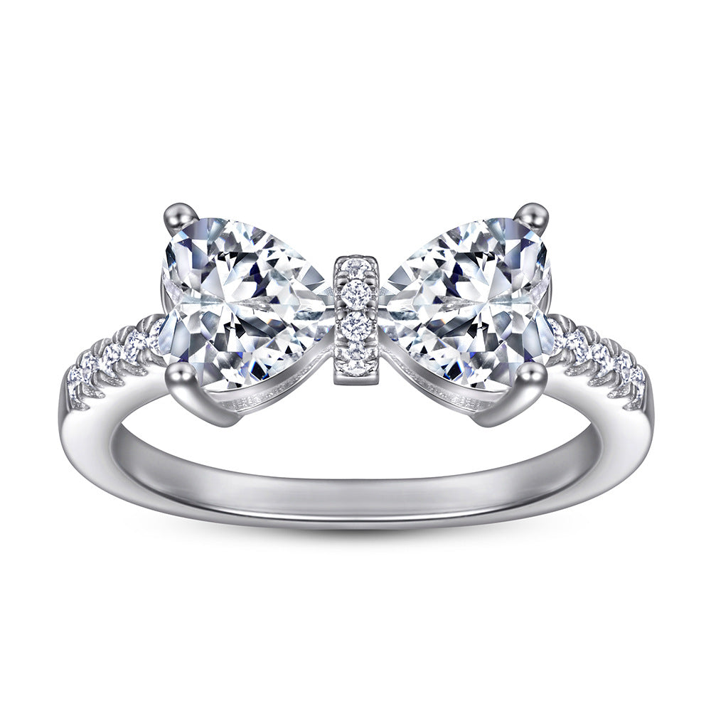 925 Silver Bow Heart Ring