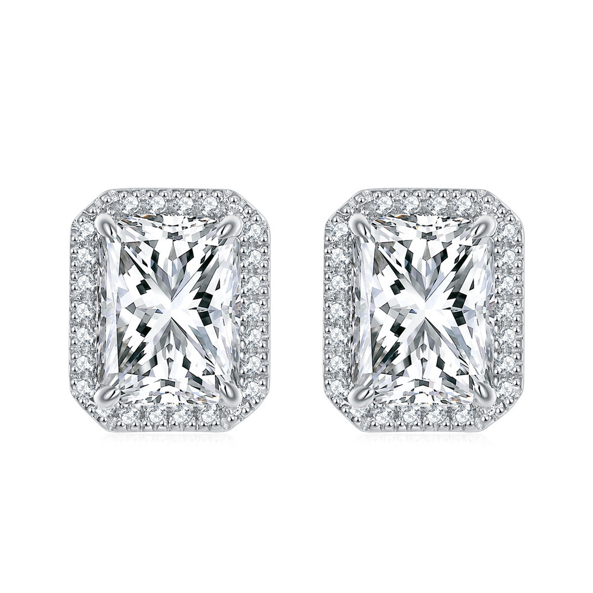 S925 Silver Heart Zircon Stud Earrings