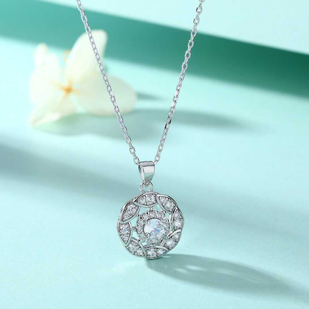S925 Silver Peridot Zircon Solitaire Pendant Necklace
