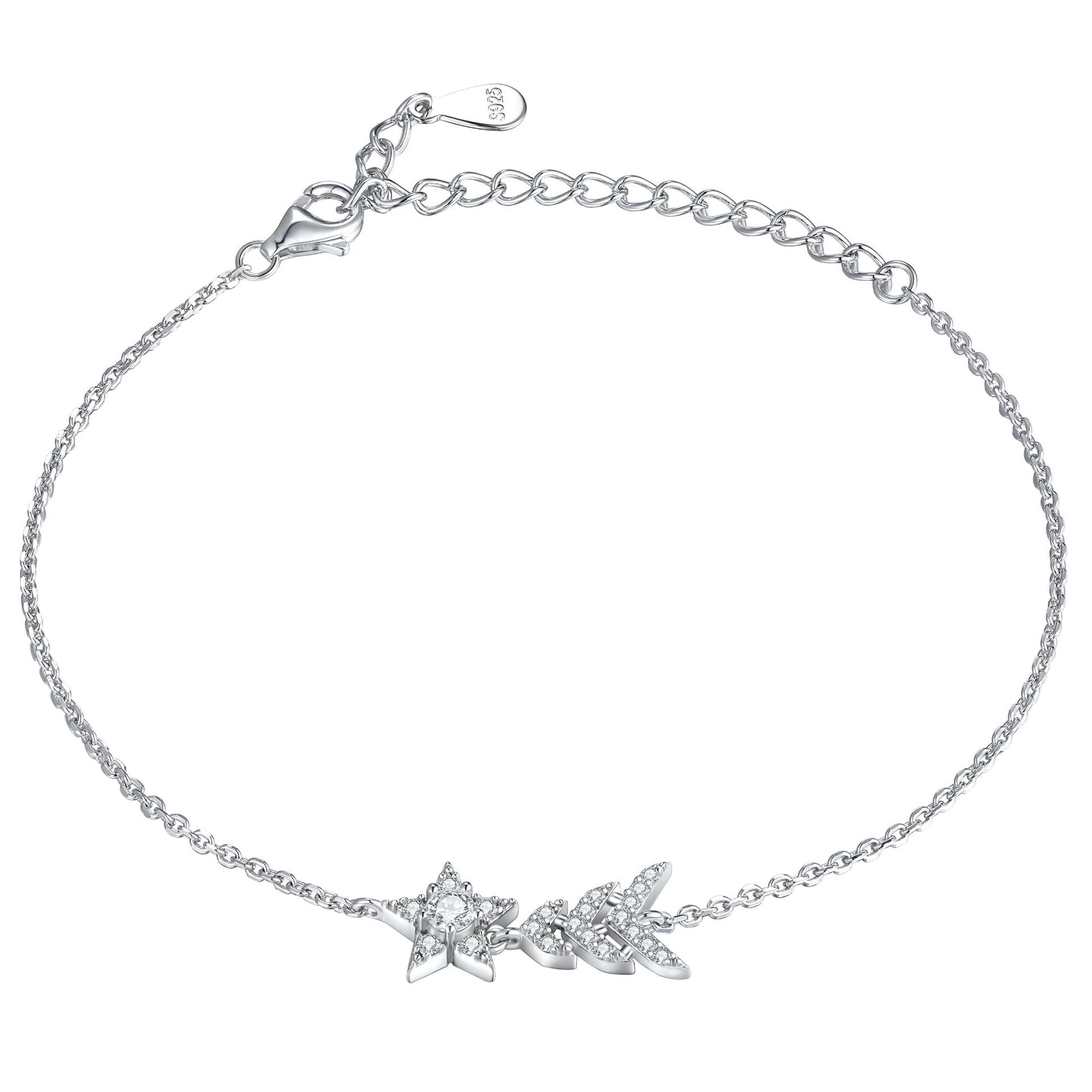925 Silver Open Ring Tassel Earrings Star Necklace Set