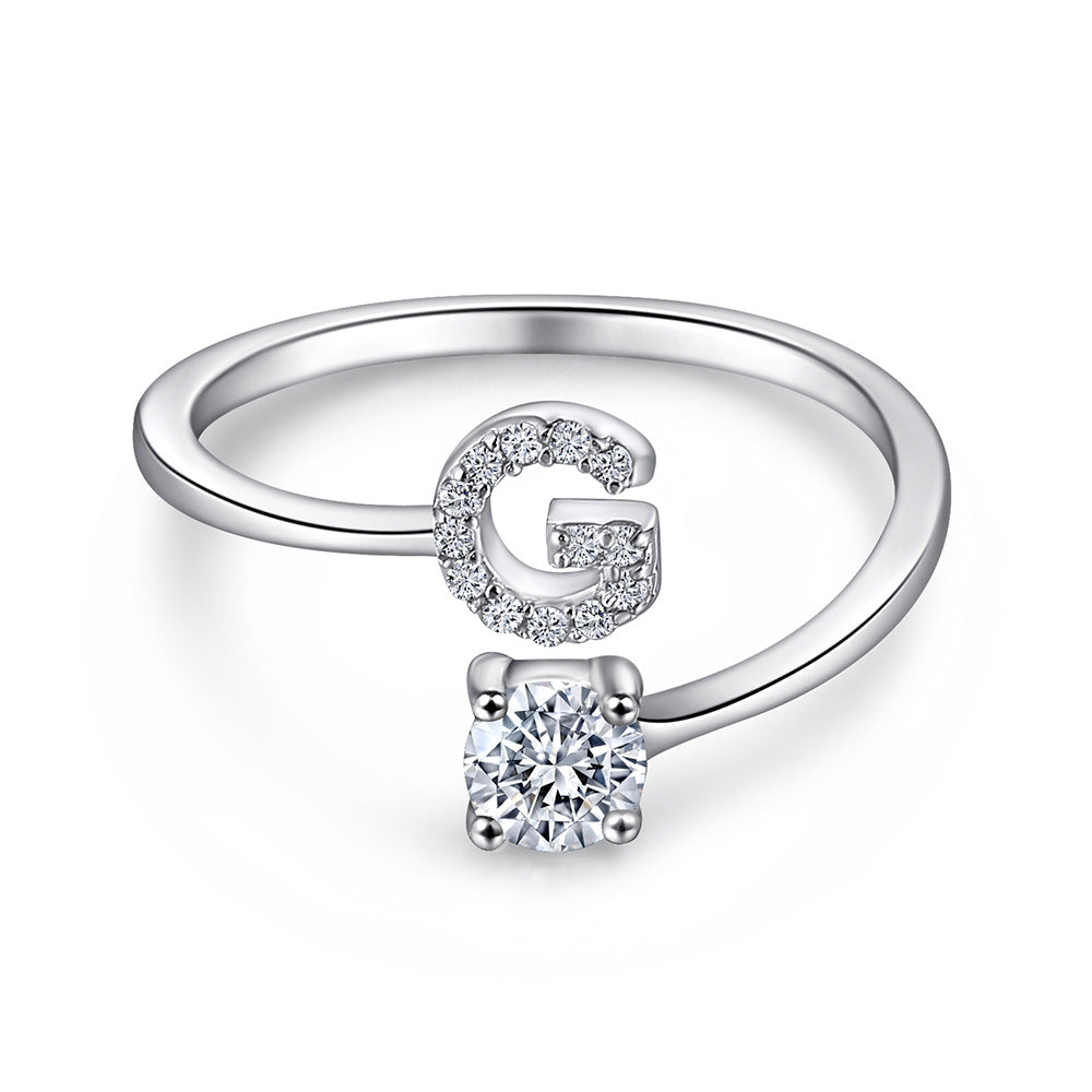 925 Silver Adjustable Letter Ring
