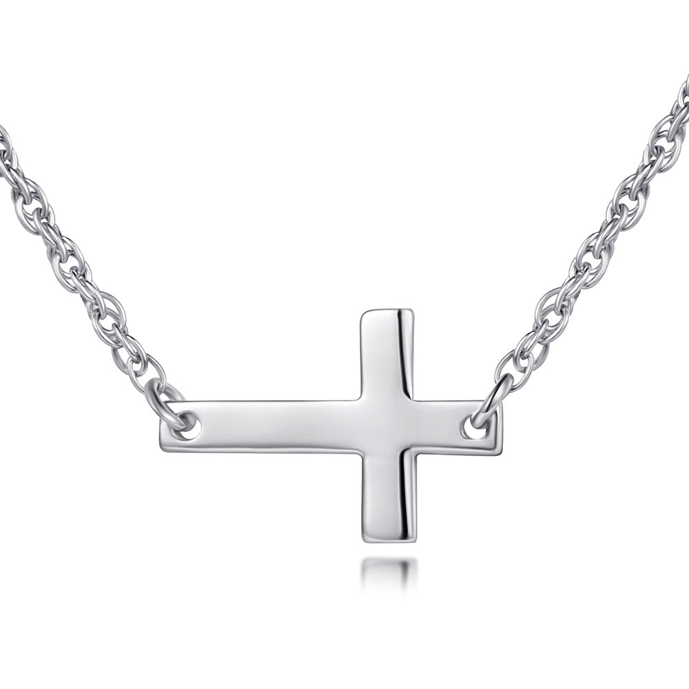 S925 Silver Cross Key Heart Zircon Pendant Necklace