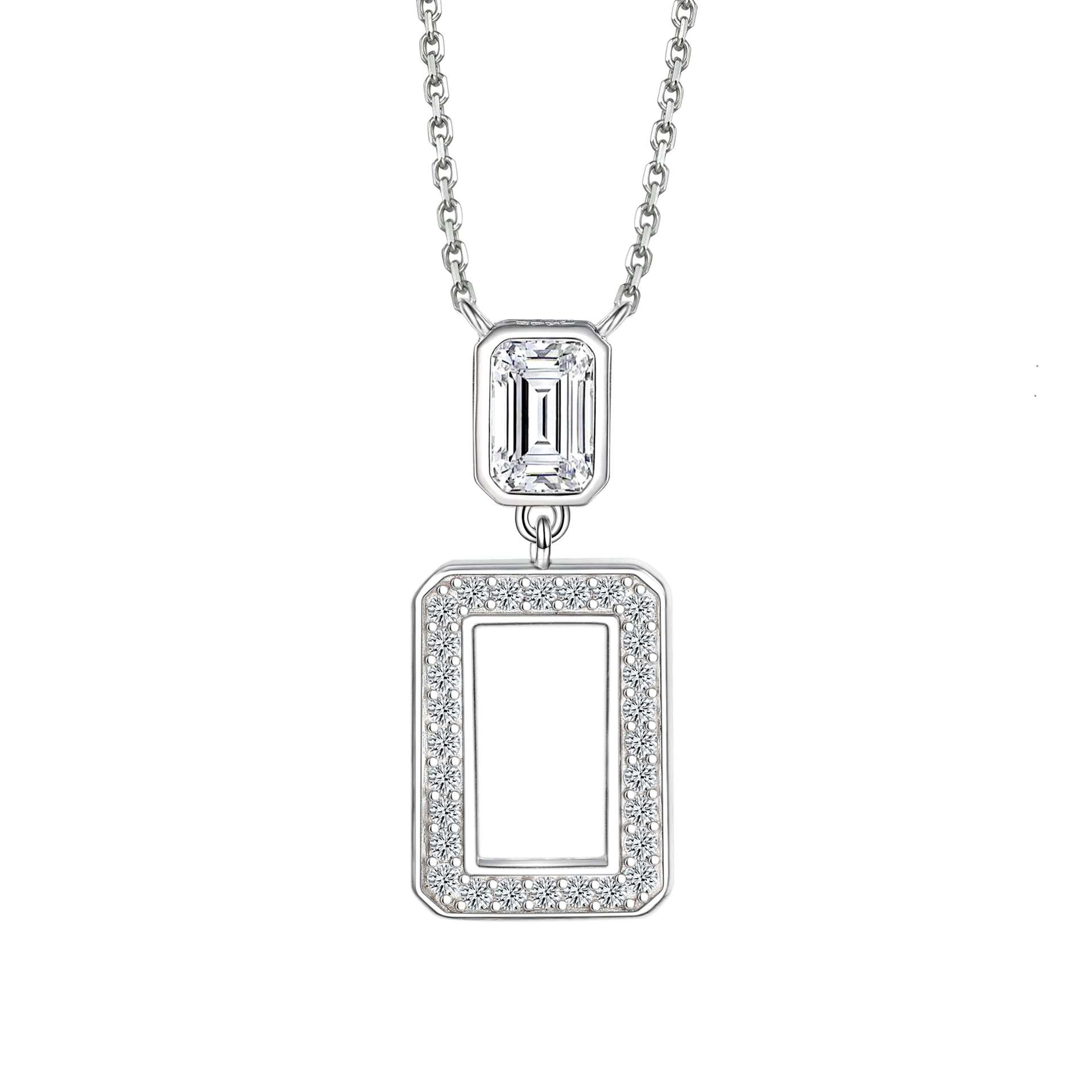 925 Silver Hollow Square Ring Tassel Earrings Square Necklace Bracelet