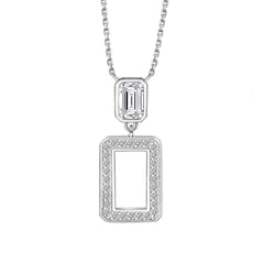 925 Silver Hollow Square Ring Tassel Earrings Square Necklace Bracelet