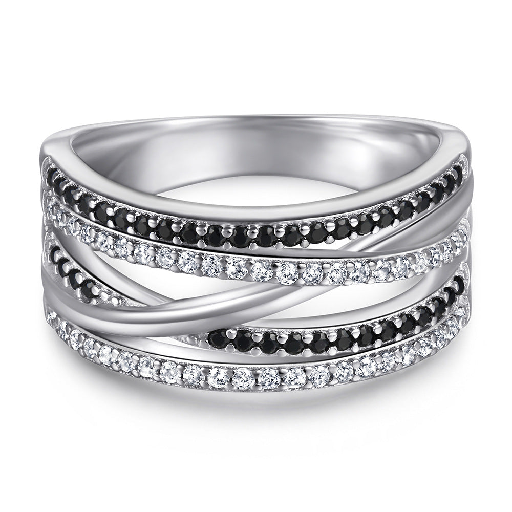 925 Silver 5-Row Cubic Zirconia Ring