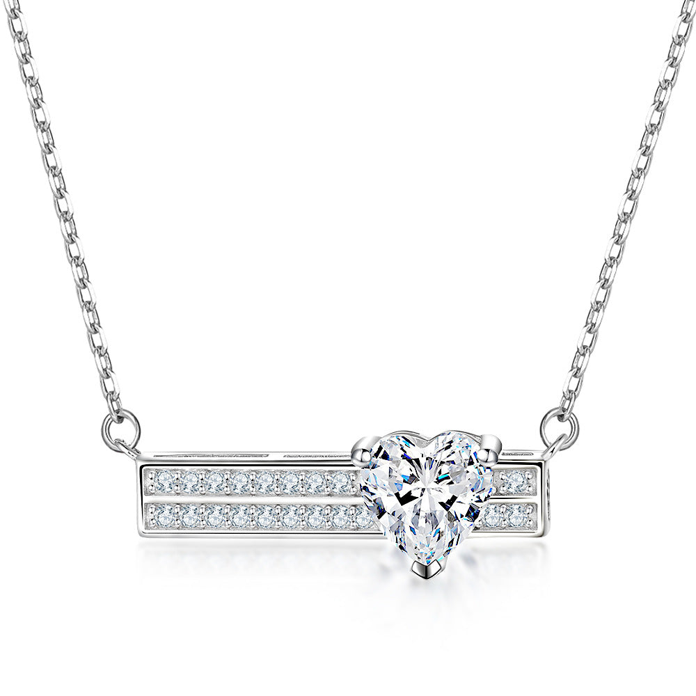 S925 Silver Heart Shaped Zircon Necklace