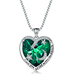 S925 Silver Emerald Heart Pendant Necklace