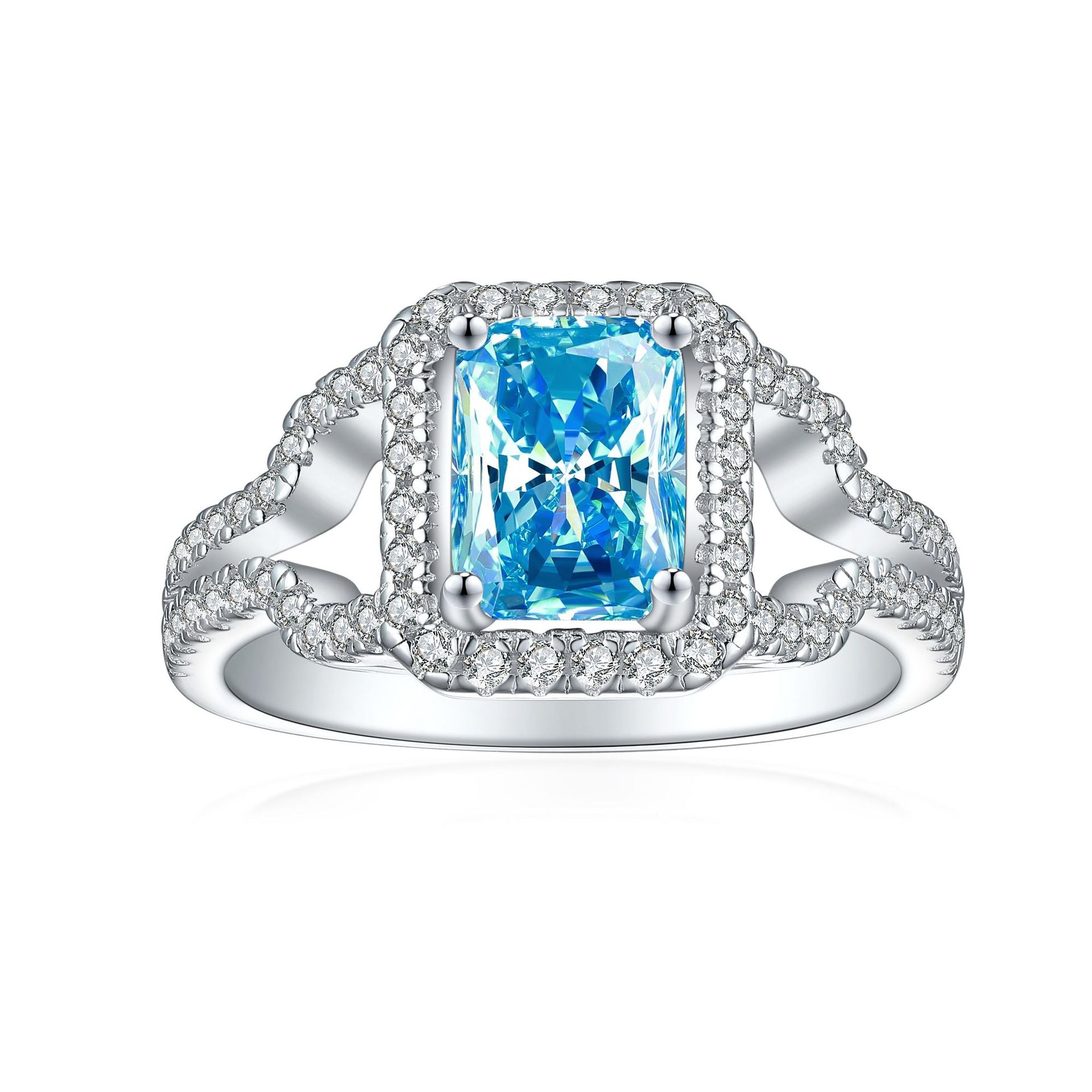 925 Silver 1.5ct Flame Ice Square Ring