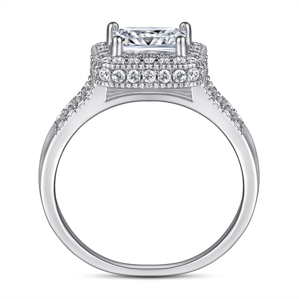 S925 Double Layer Square CZ Ring - Trendy Pinky Ring