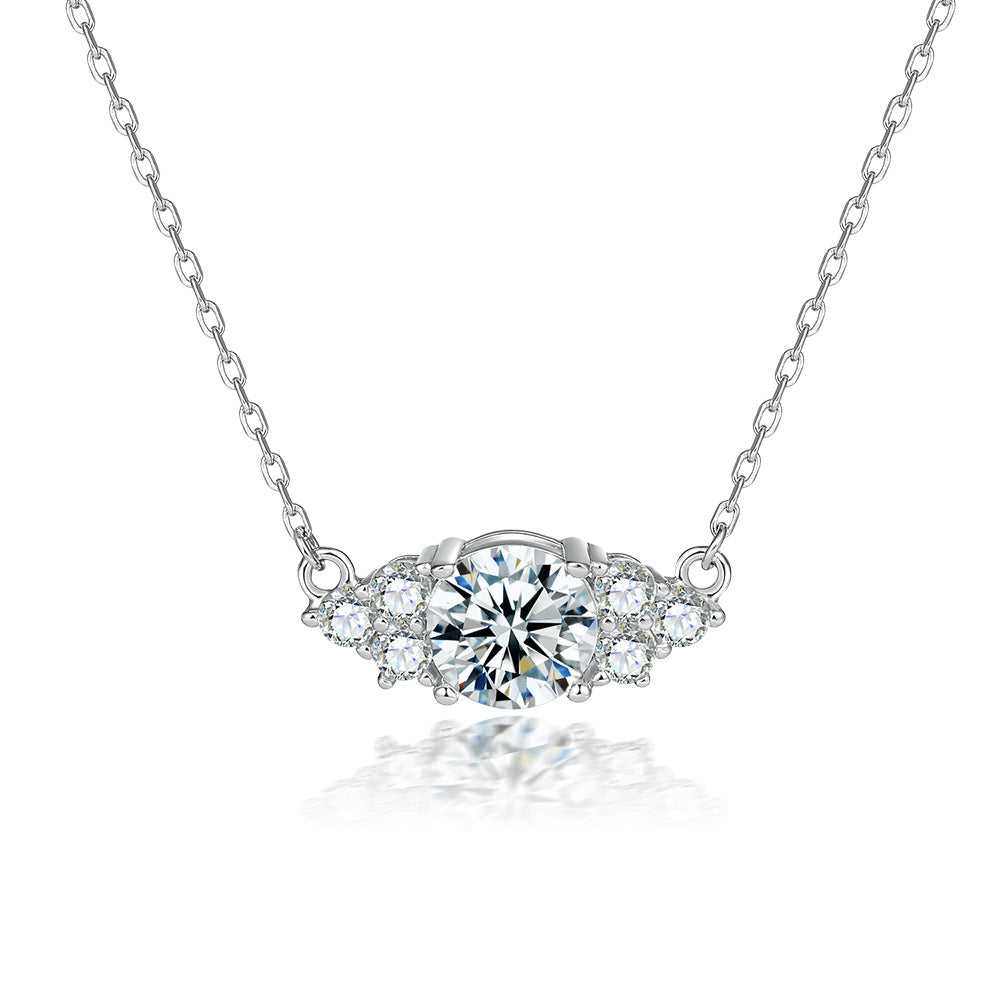 S925 Silver Diamond-Cut Zircon Pendant Necklace