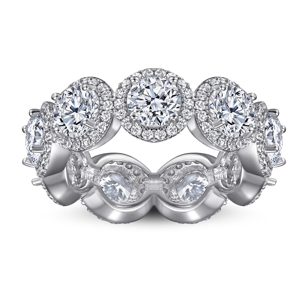 Tiffany Style CZ Ring - 925 Silver Full Eternity