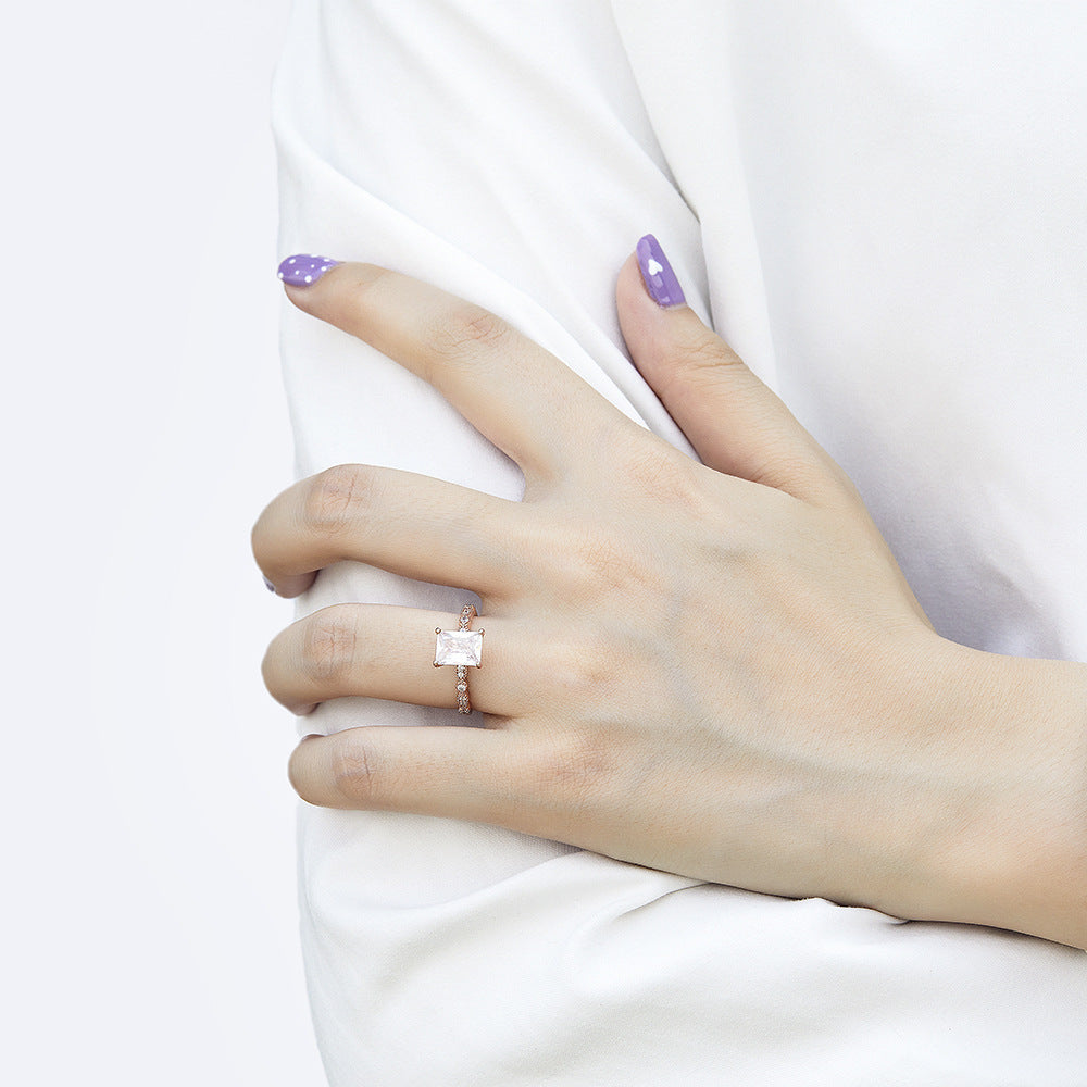 925 Silver Square CZ Statement Ring