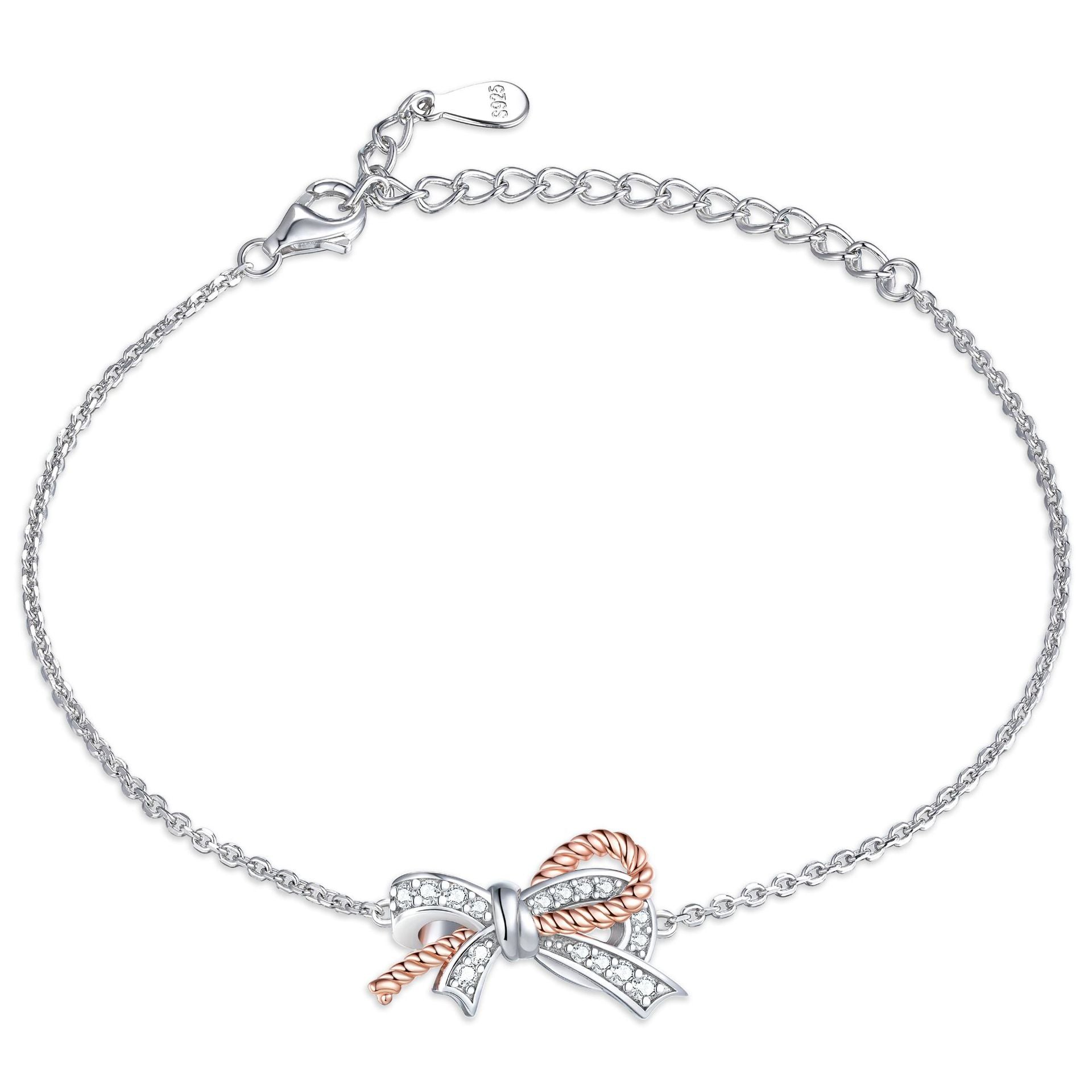 925 Silver Earrings Ring Twist Necklace Bow Bracelet
