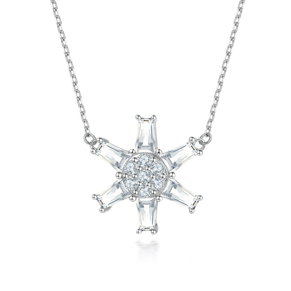 S925 Silver Star Crystal Pendant Necklace