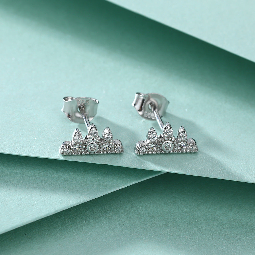 S925 Silver Crown Princess Studs