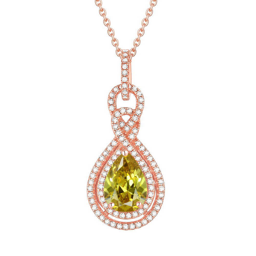 S925 Silver Peridot Rose Gold Necklace
