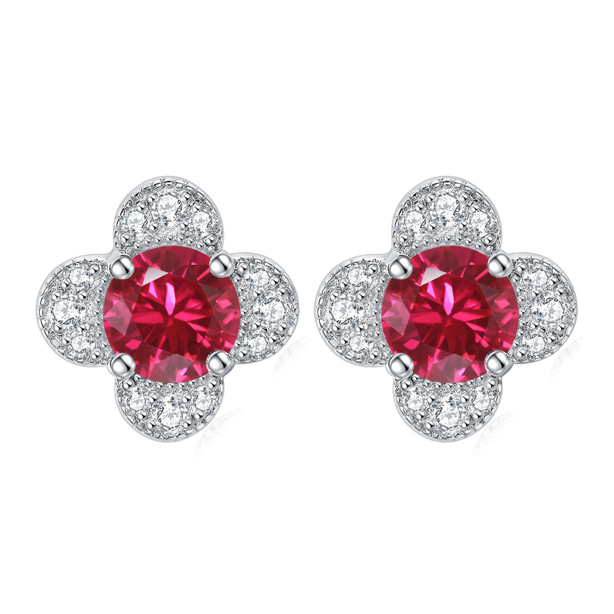 925 Silver Clover Floral Earrings