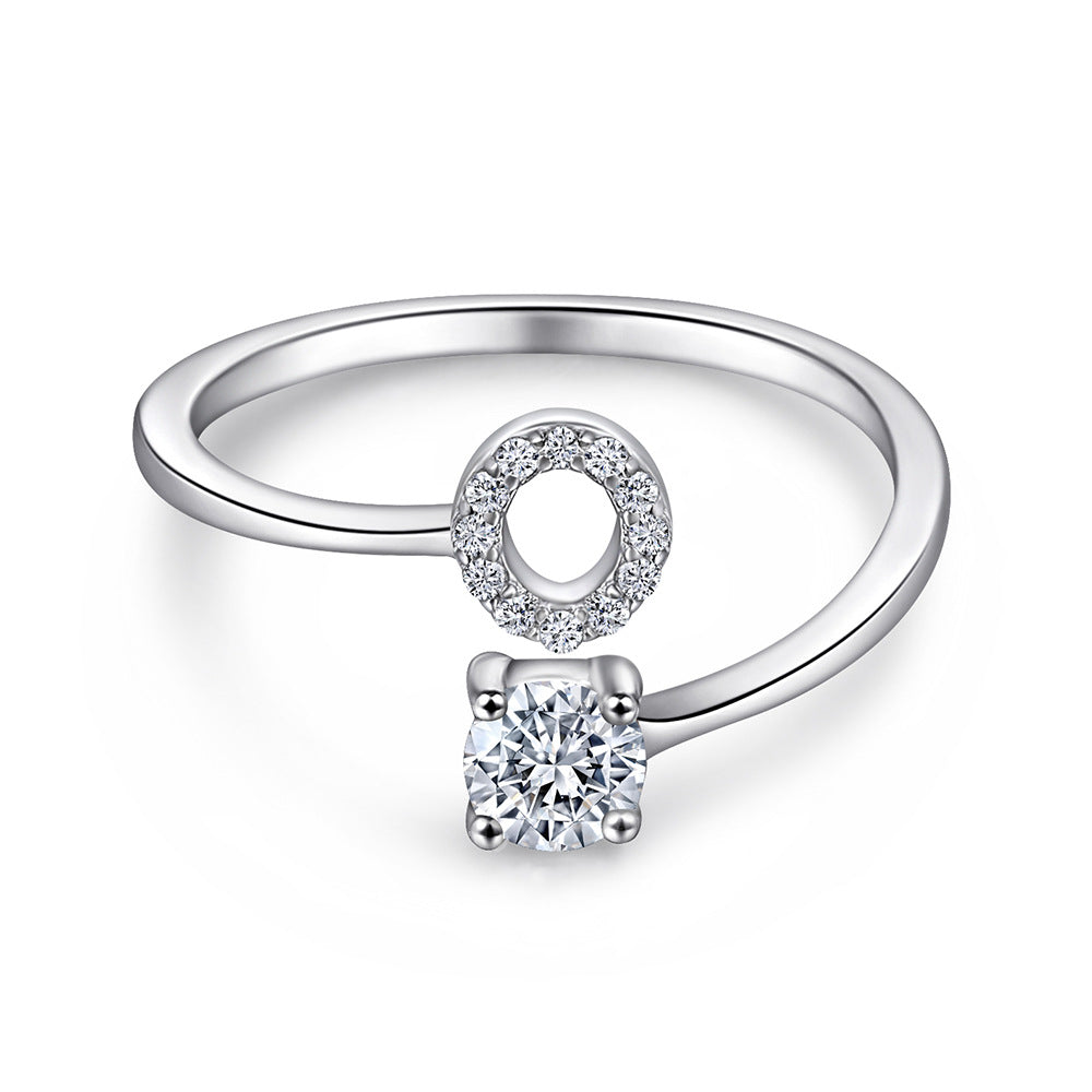 925 Silver Adjustable Letter Ring