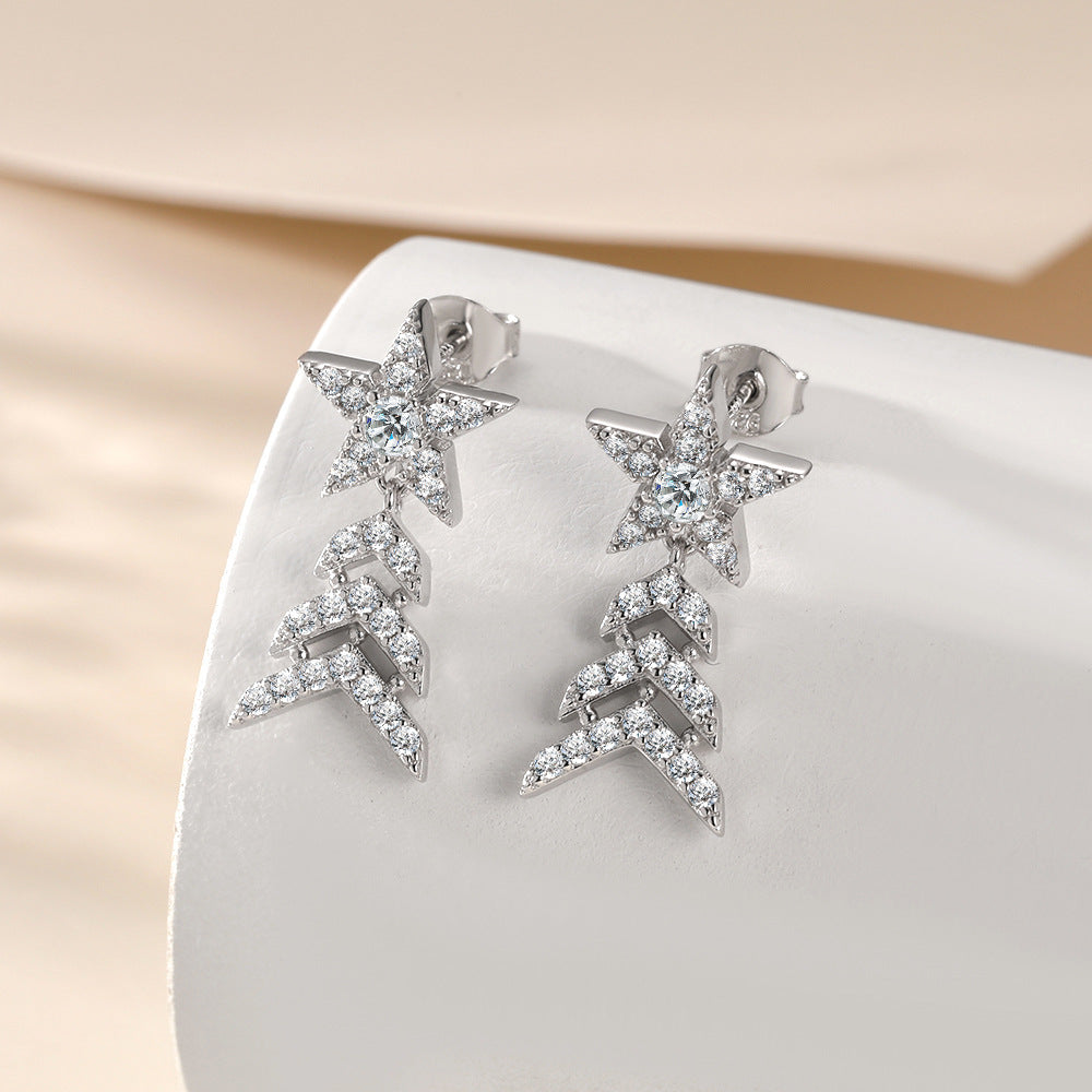 925 Silver Star Tassel Earrings
