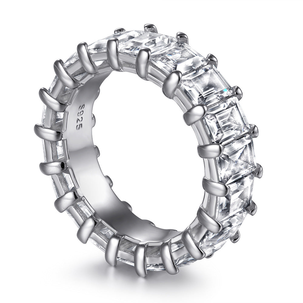 S925 Gold Plated 0.5ct CZ Wide Band Ring